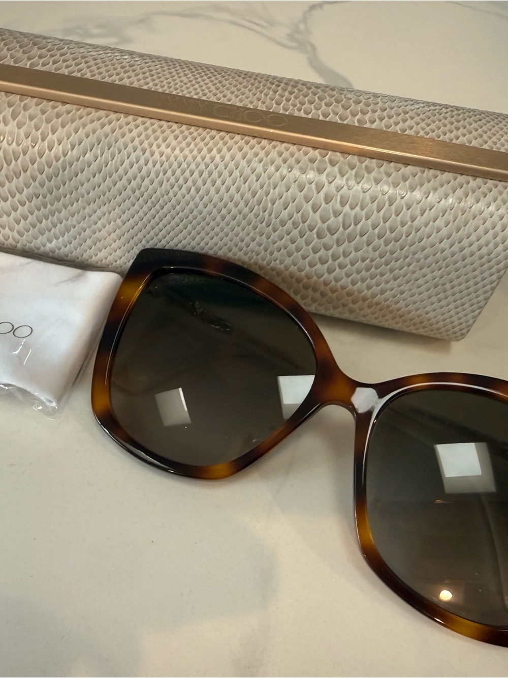 Jimmy Choo MATIS Oversized Tortoise Sunglasses 57mm + Case